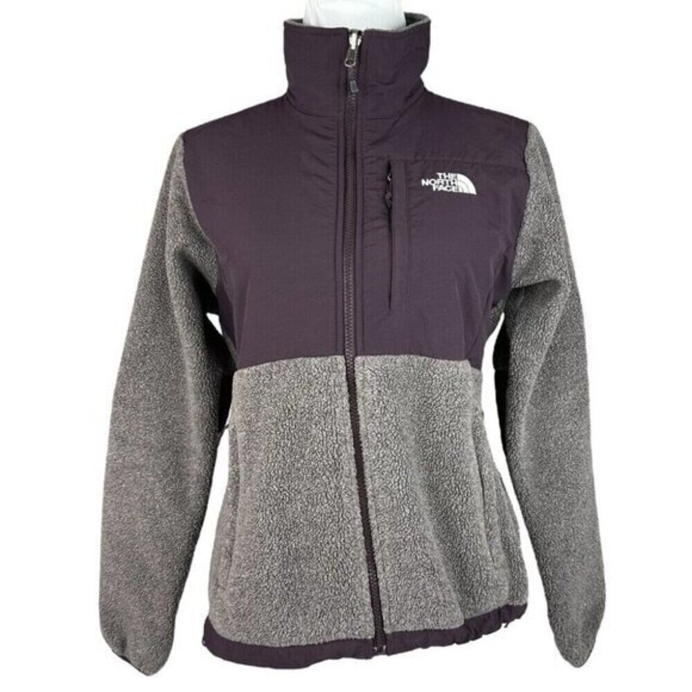 The North Face Denali Polartec Fleece Jacket Plum Gray‎ Colorblock Womens Small